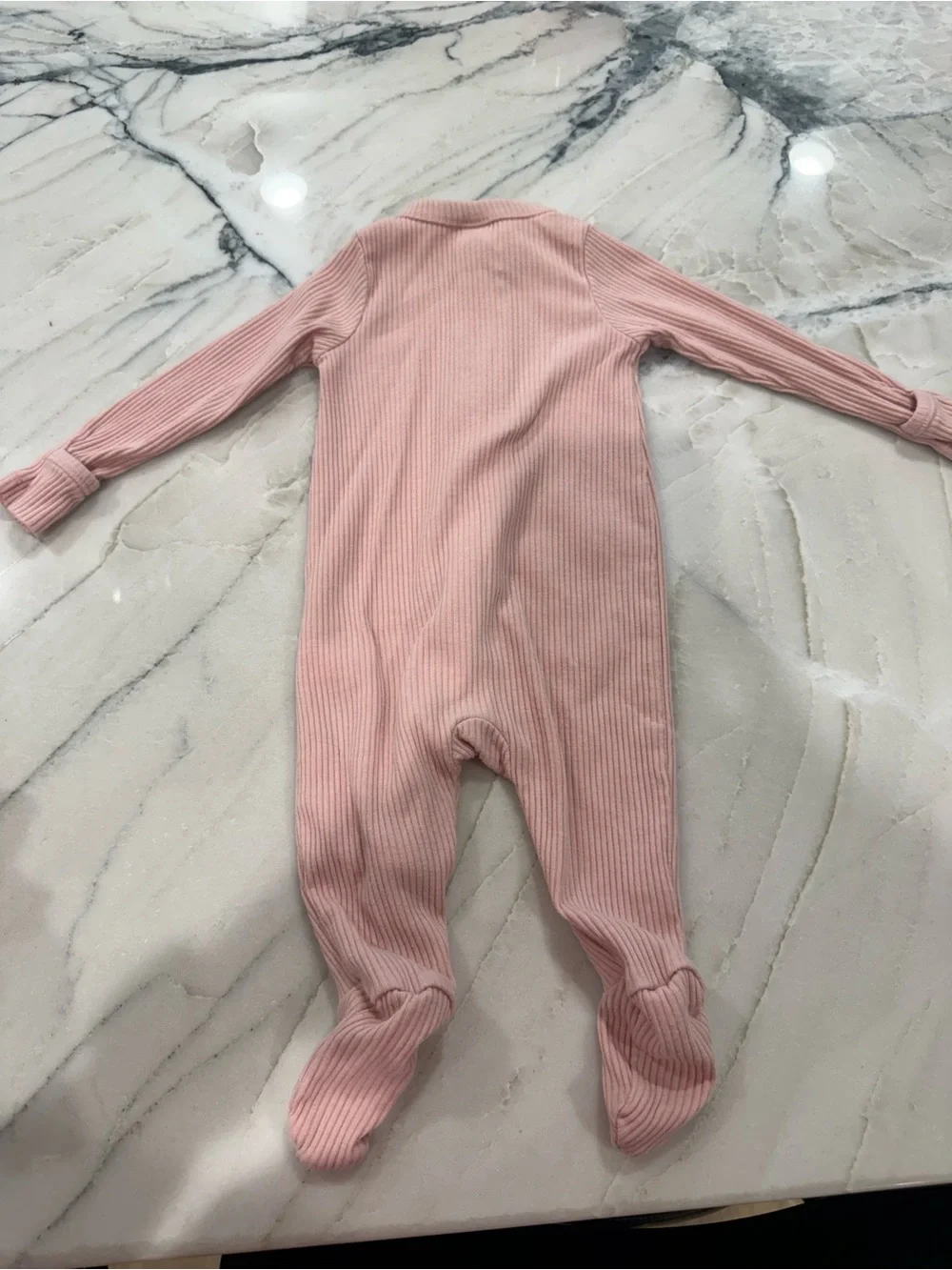 Old Navy Ribbed Pink Footed One-Piece Zipper Pajamas